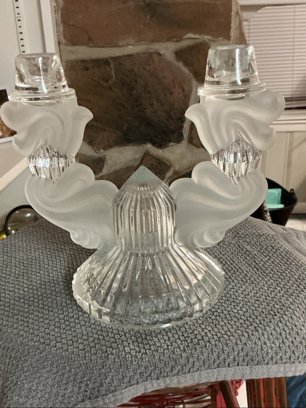 Clear and Frosted Glass Double Candle Holder - Elegant Home Accent